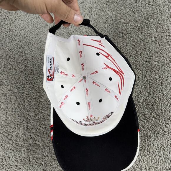 Budweiser Racing Hat Cap Strap Back Mens White NASCAR Racing Flames Dale Jr 8 - Picture 9 of 10